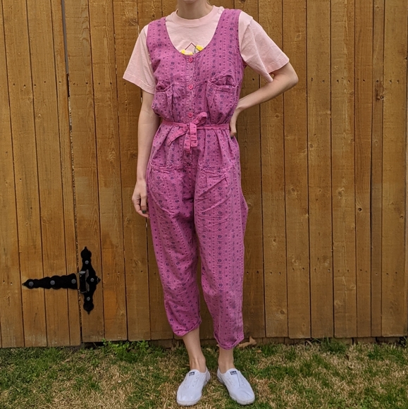 pink cotton jumpsuit